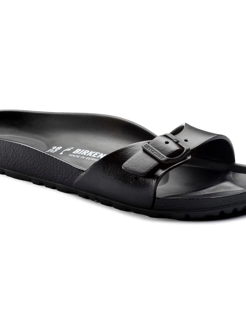 Birkenstock Madrid Single-Buckle Slide in Black
